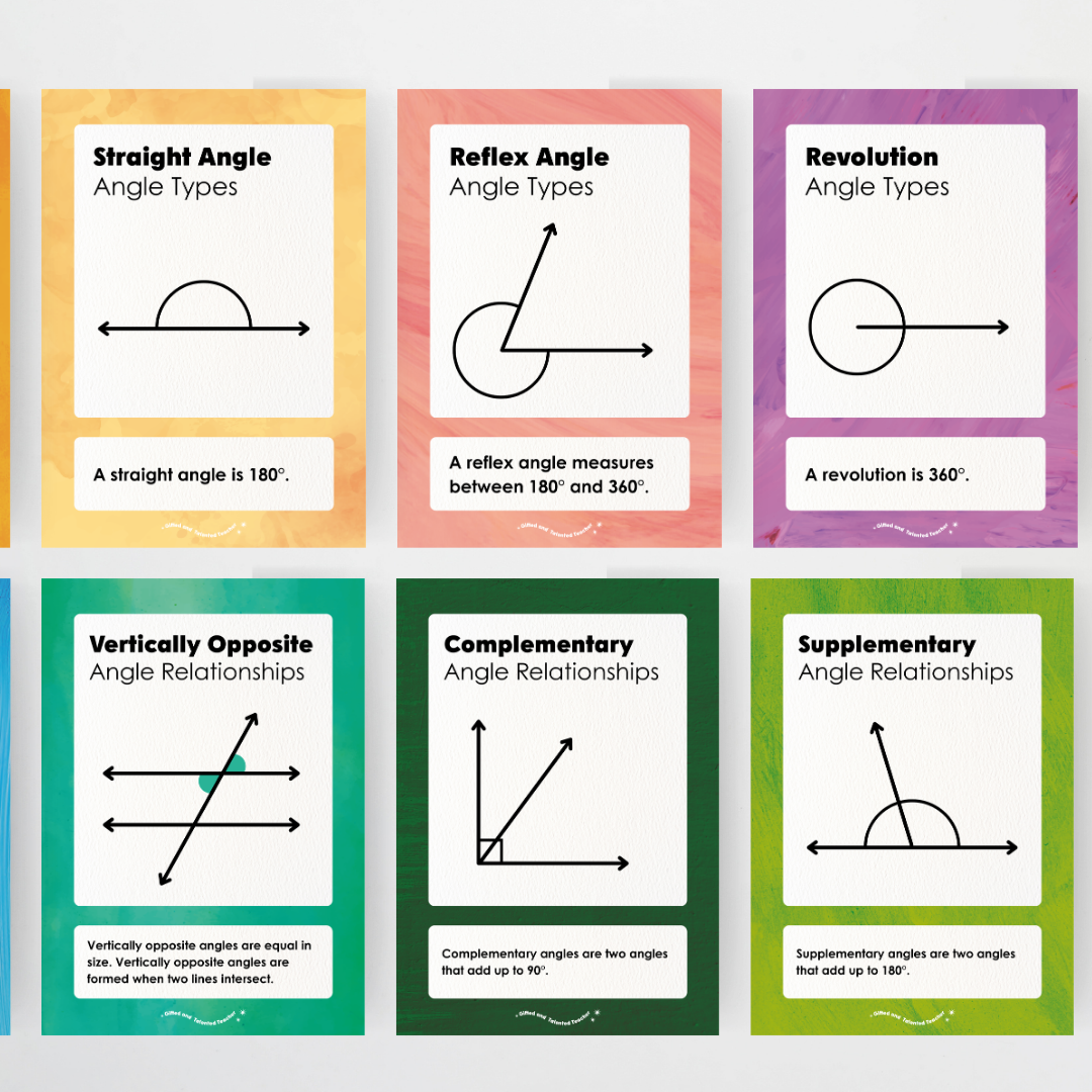 Angle Types and Angle Relationships Posters Bundle - Insect Life Classroom Decor