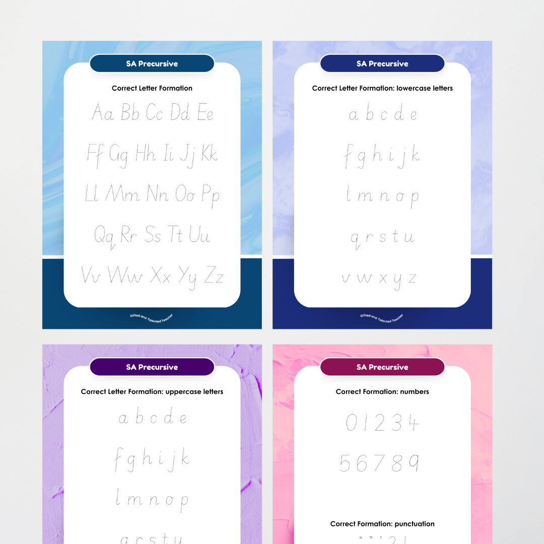 South Australian Precursive Handwriting Tracing Mats - Rainbow