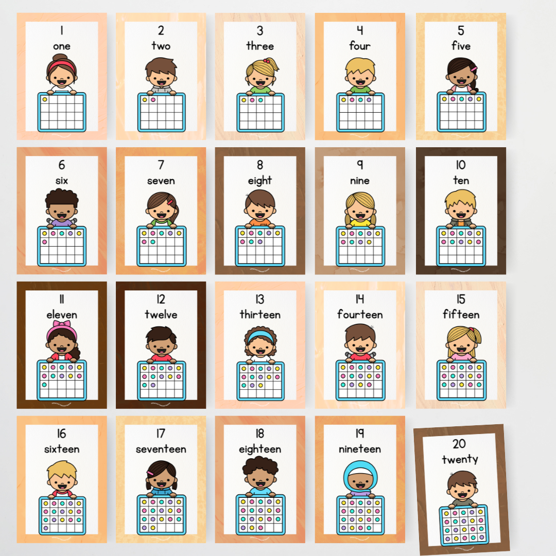 Ten Frames Posters - Place Value Posters: Numbers 0-20 Neutral Classroom Decor
