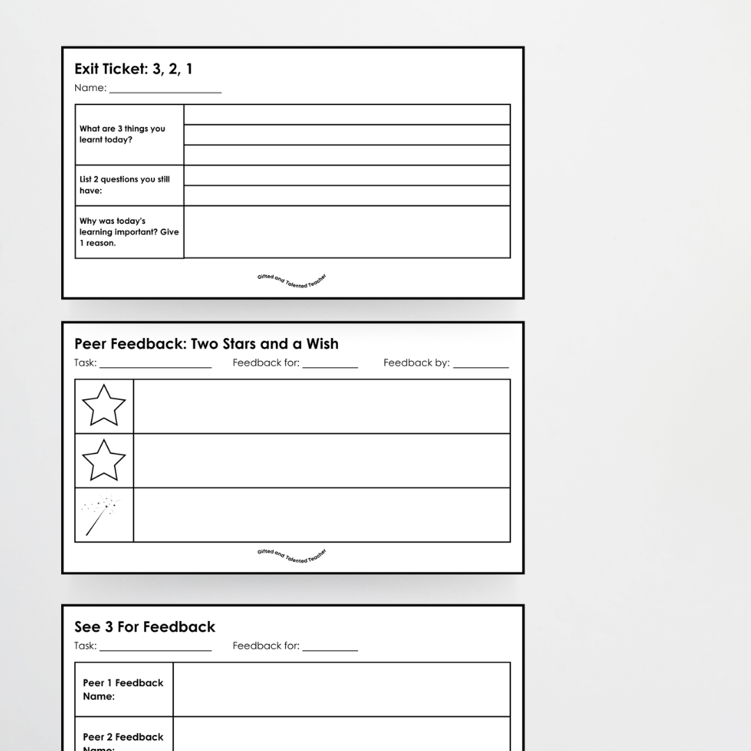 Exit Tickets: Self-Assessment, Peer Assessment and Teacher Assessment