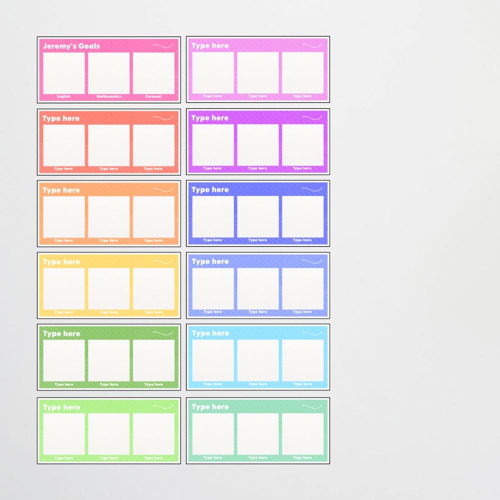 Goal Setting Template: 3 Goals - Radiant Rainbow Classroom Decor