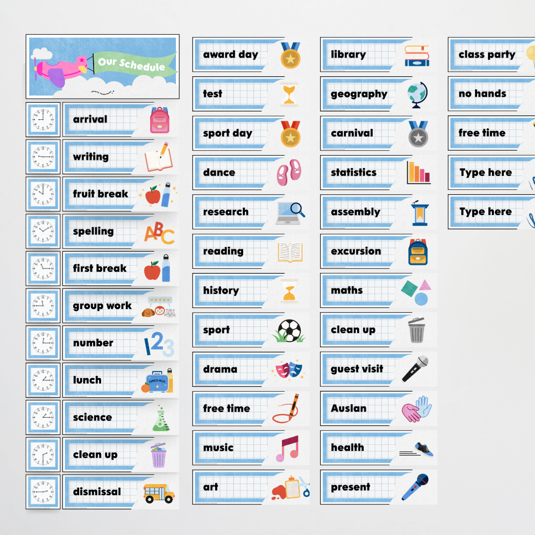 Visual Timetable Daily Schedule - Rainbow Classroom Decor