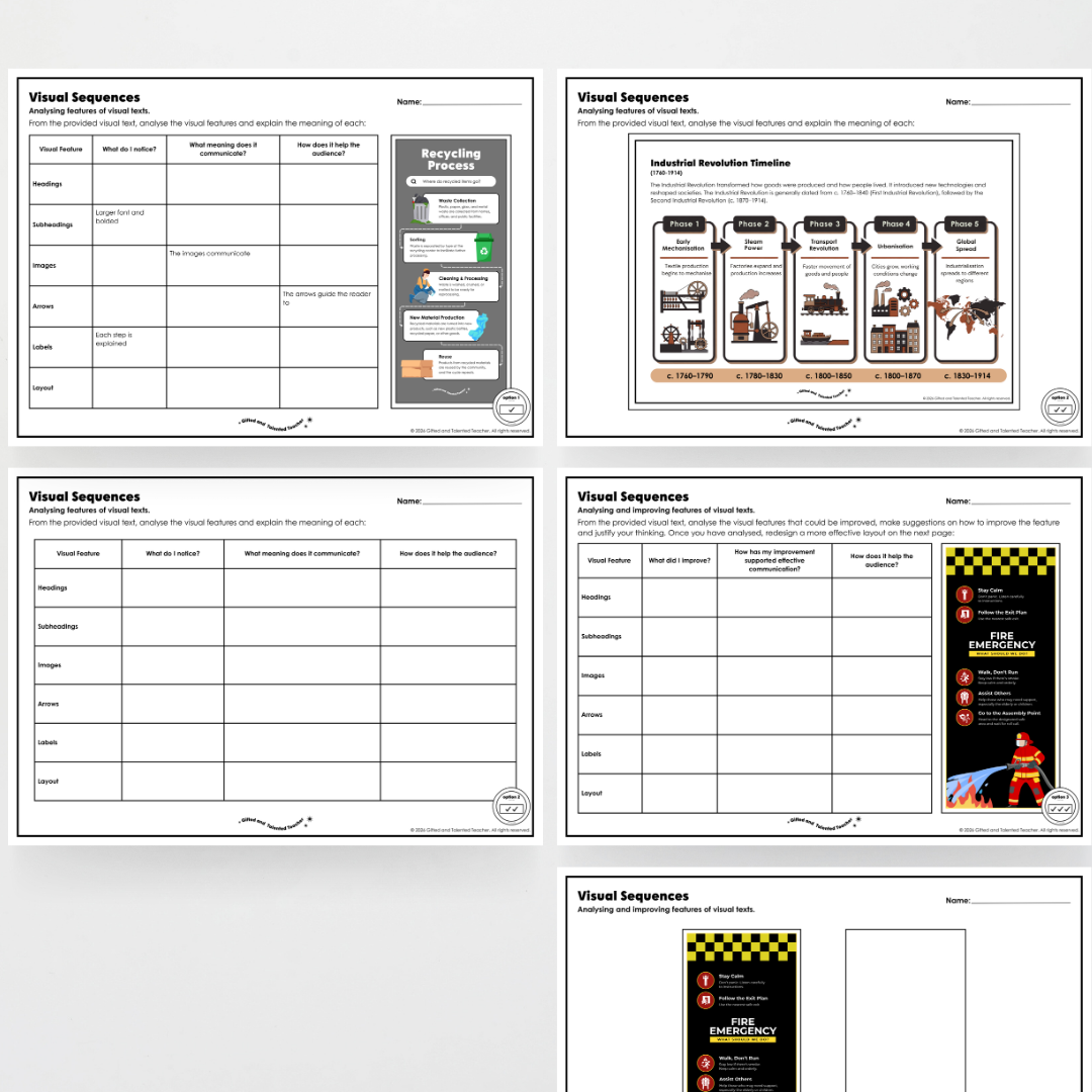 Year 6: Visual Elements in Text Activity and Teacher Resource