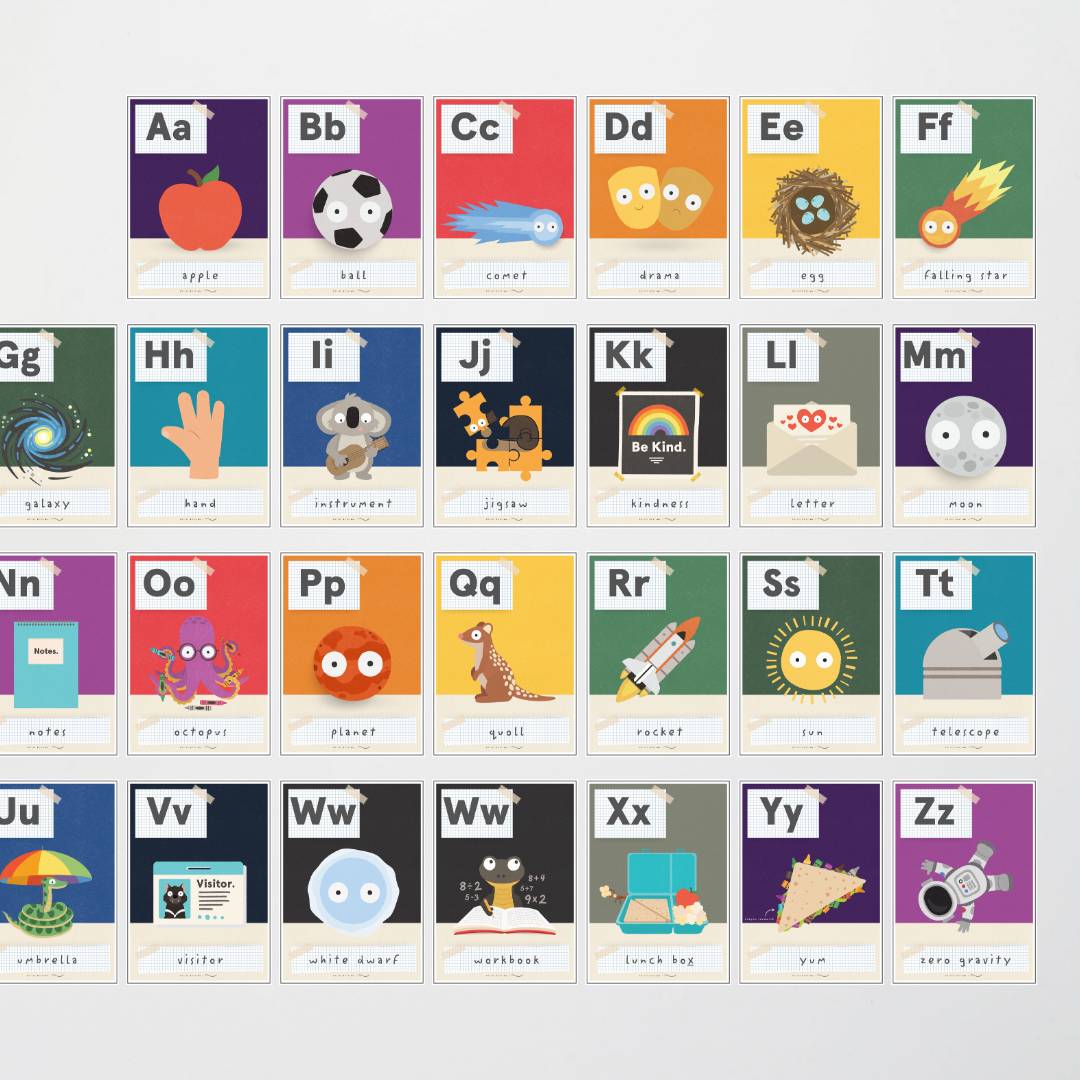 Philip Bunting: Alphabet Posters (Lower Grades) - Watch this Space Classroom Decor