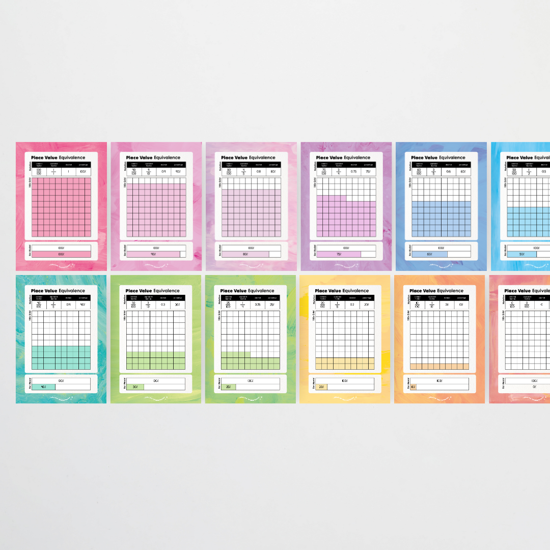 Place Value Equivalence Posters: Benchmark Fractions - Sea Life Classroom Decor