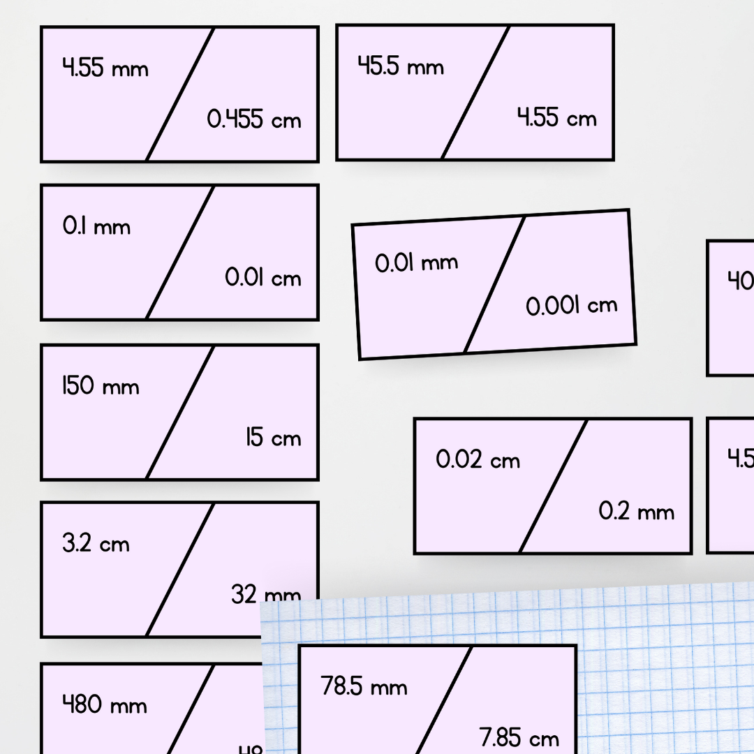 Length Match Cards: mm to cm