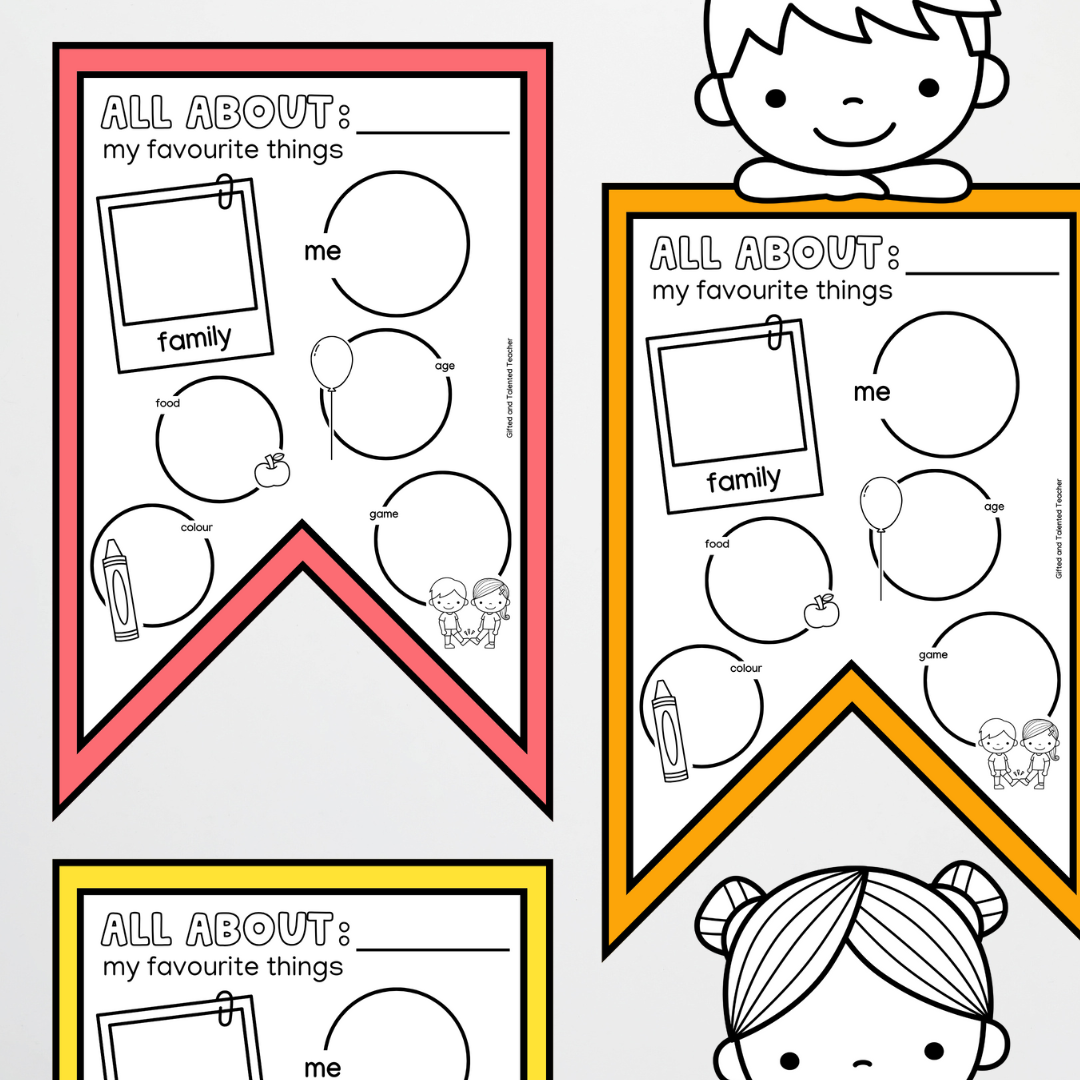 All About Me: Slides and Flag Bunting Activity - Lower Grades