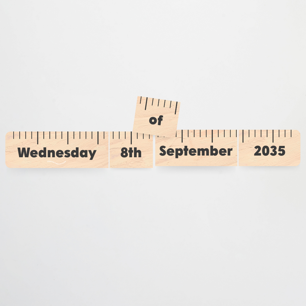 School Ruler Flip Calendar - Neutral Classroom Decor Teacher Resource