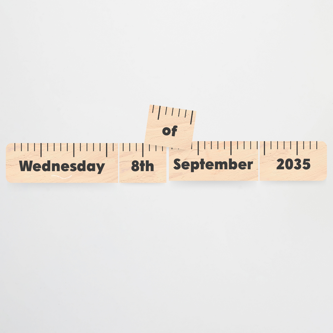 School Ruler Flip Calendar - Neutral Classroom Decor