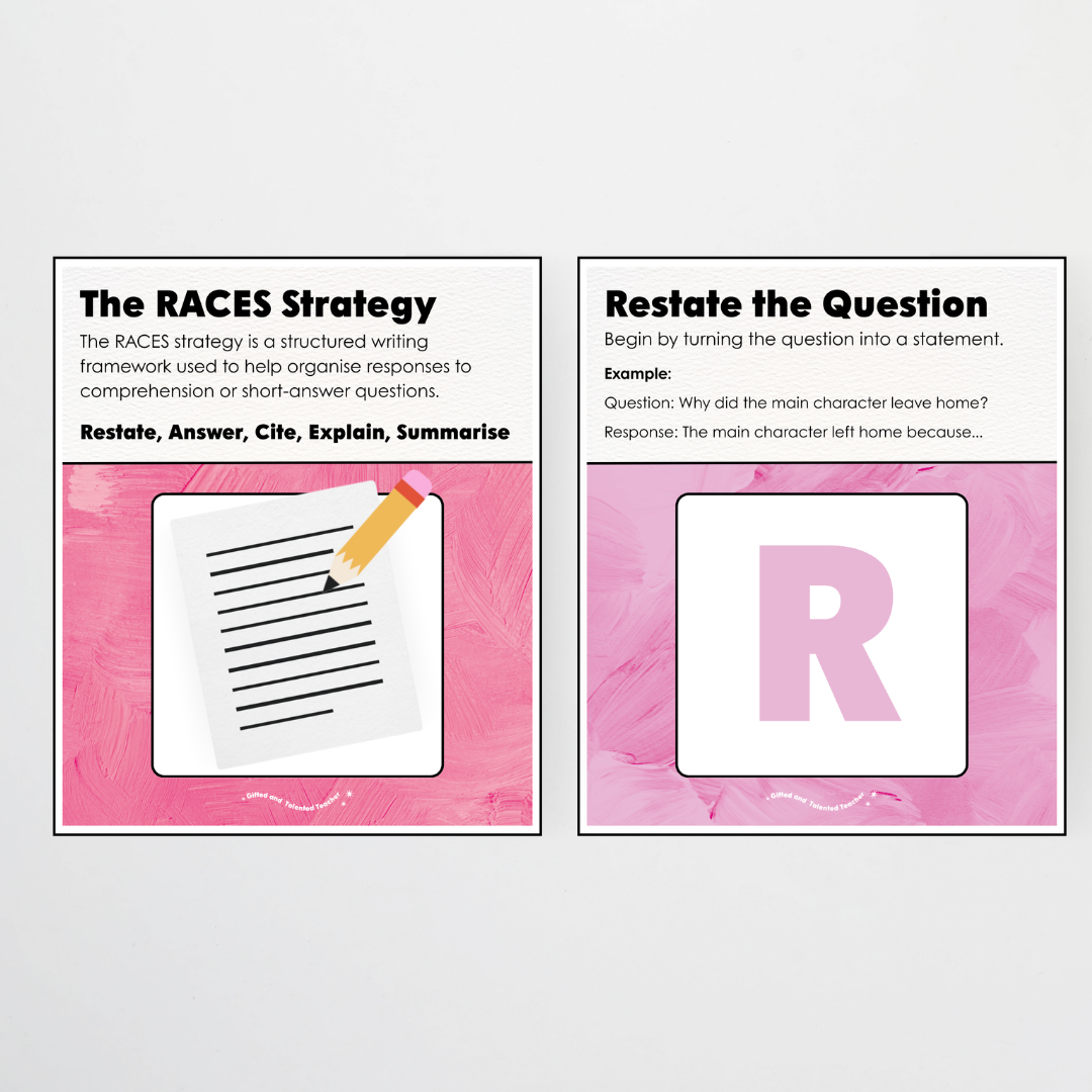 RACE Writing Strategy Poster Set - Sea Life Classroom Decor - Teacher Resources & Classroom Decor