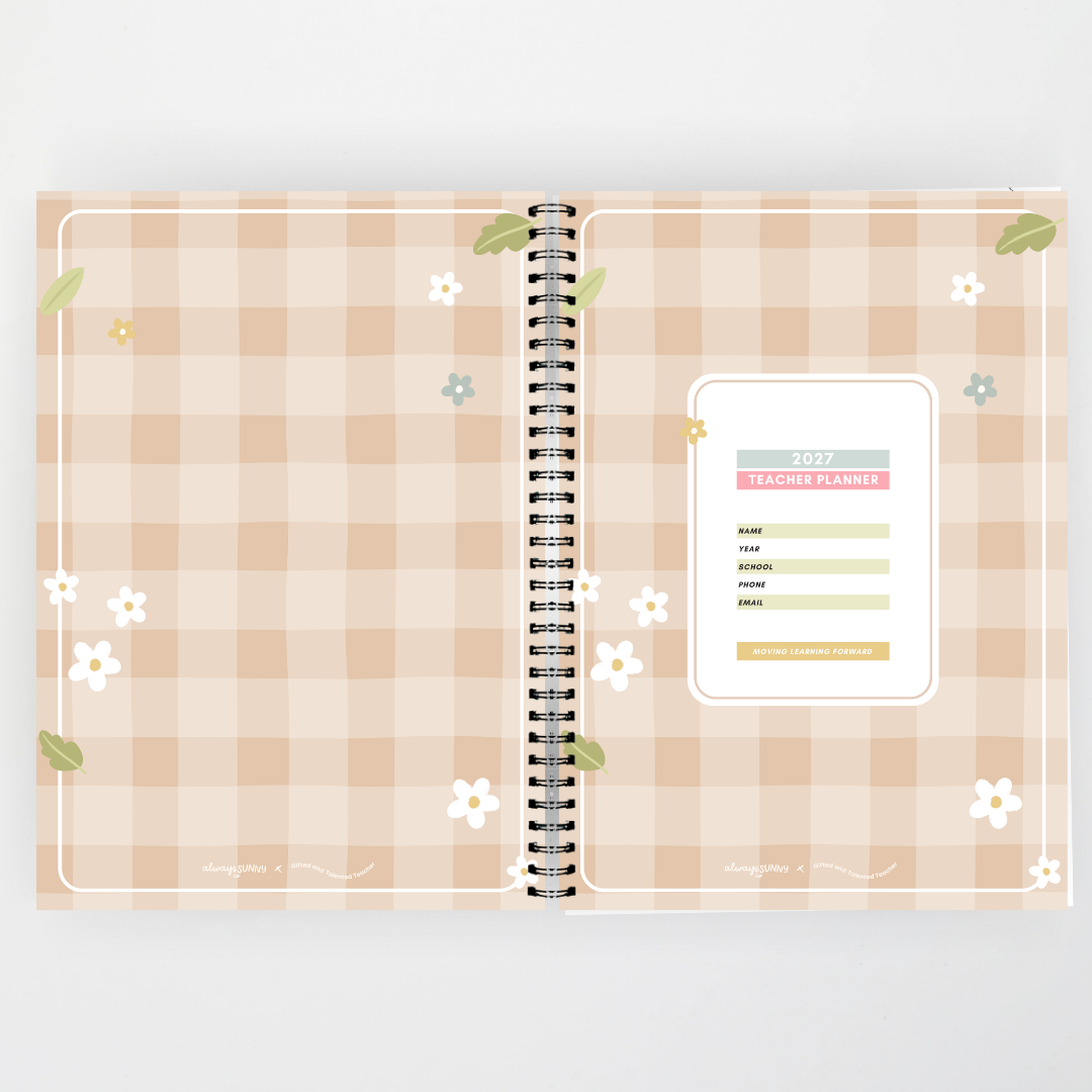 2027 Weekly Teacher Planner: Daisy Gingham - Farmers Market Classroom Decor
