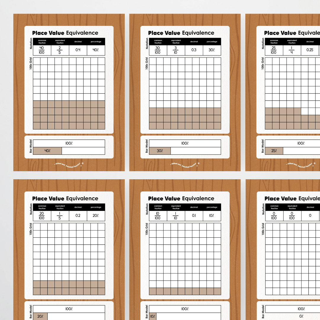 Place Value Equivalence Posters: Benchmark Fractions - Back To School Classroom Decor