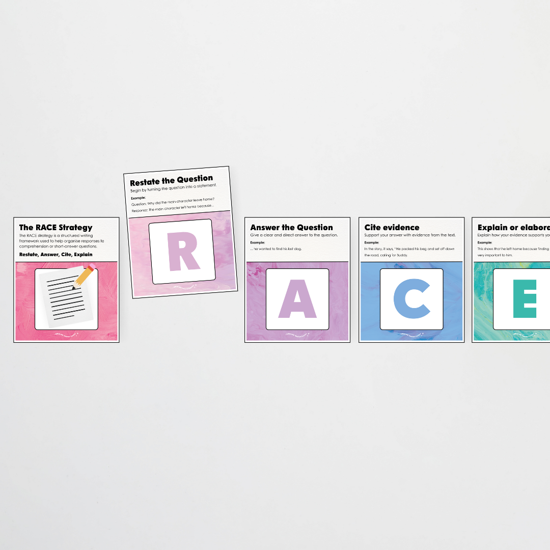 RACE Writing Strategy Poster Set - Sea Life Classroom Decor - Teacher Resources & Classroom Decor
