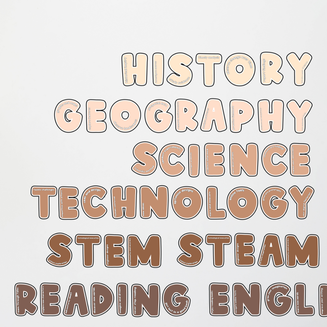 Gifted Lettering Subject Lettering - Neutral Classroom Decor | Teaching Resources