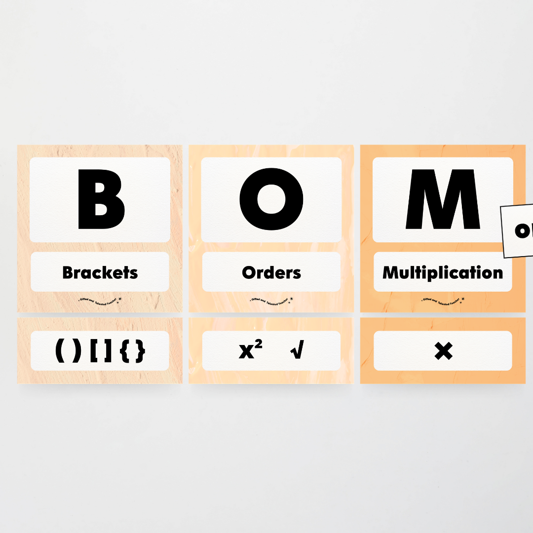 BOMDAS Order of Operations - Neutral Classroom Decor - Teacher Resources & Classroom Decor