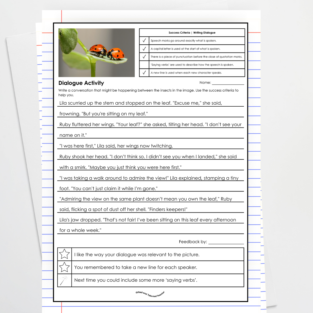 Dialogue Activity - Direct Speech: Insects