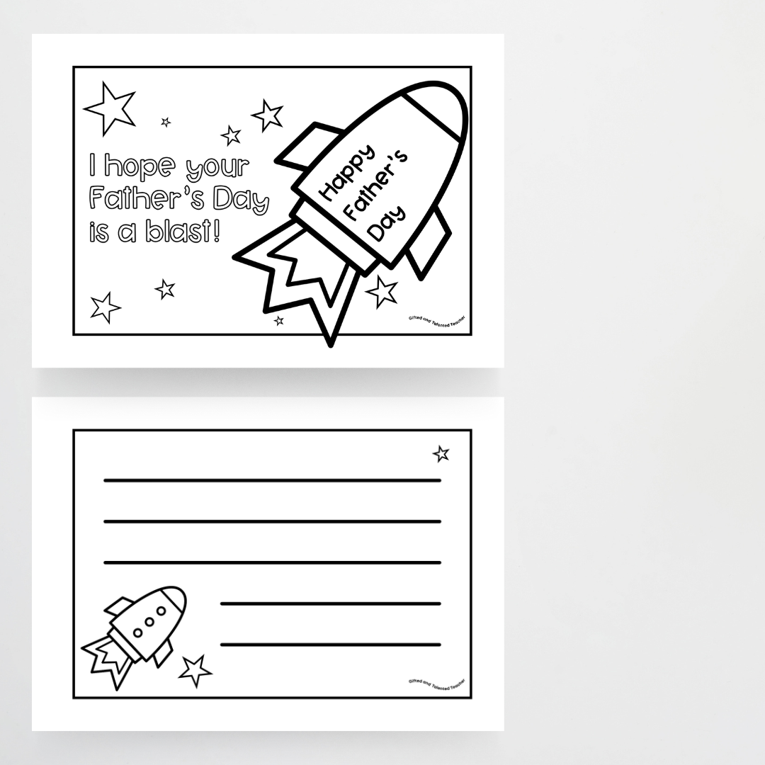 Space-Themed Father's Day Cards for the Classroom