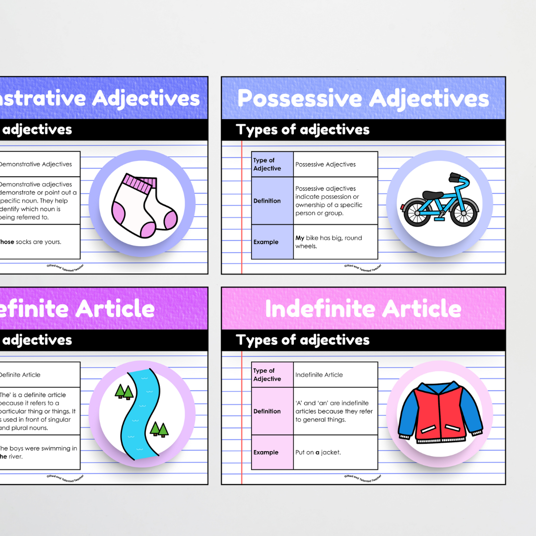 Adjectives: Parts of Speech Posters and Classroom Display - Rainbow Classroom Decor - Teacher Resources & Classroom Decor