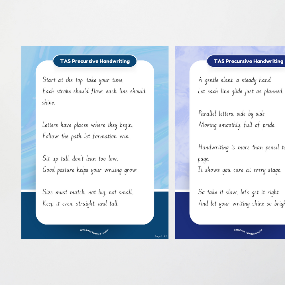 Tasmanian Precursive Font Handwriting Posters - Teaching Resources