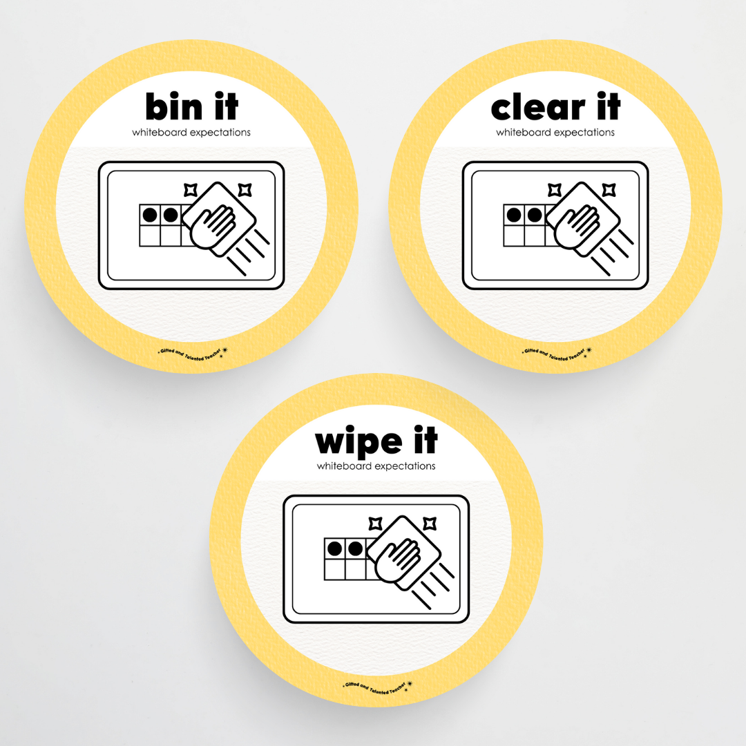 Mini Whiteboard Expectations, Prompts and Cues: Circle Icons - Rainbow Classroom Decor