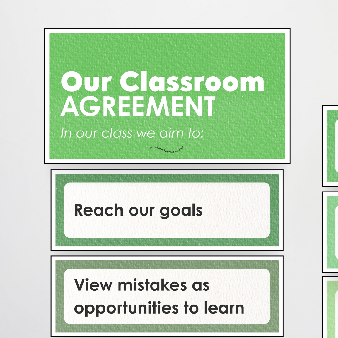 Class Aims Door Display: Classroom Agreement - Leafy Greens Classroom Decor
