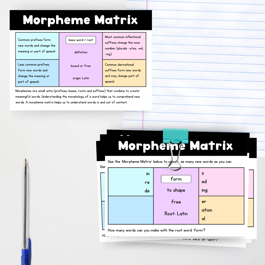 Morpheme Matrix Task Cards Morphology Teaching Resources Morpheme Matrix Task Cards Morphology Teaching Resources