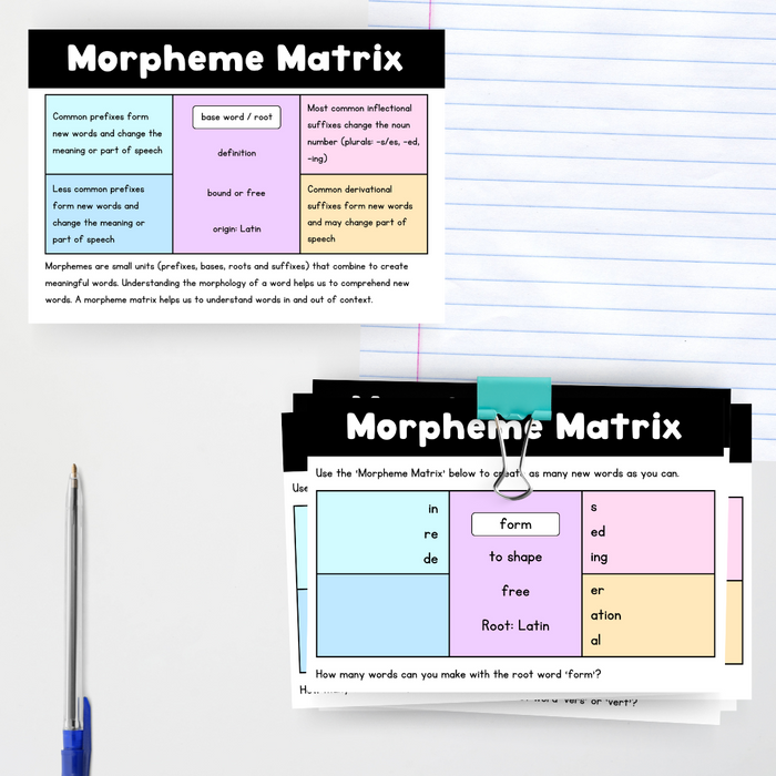 Morpheme Matrix Activity Bundle | Morphology