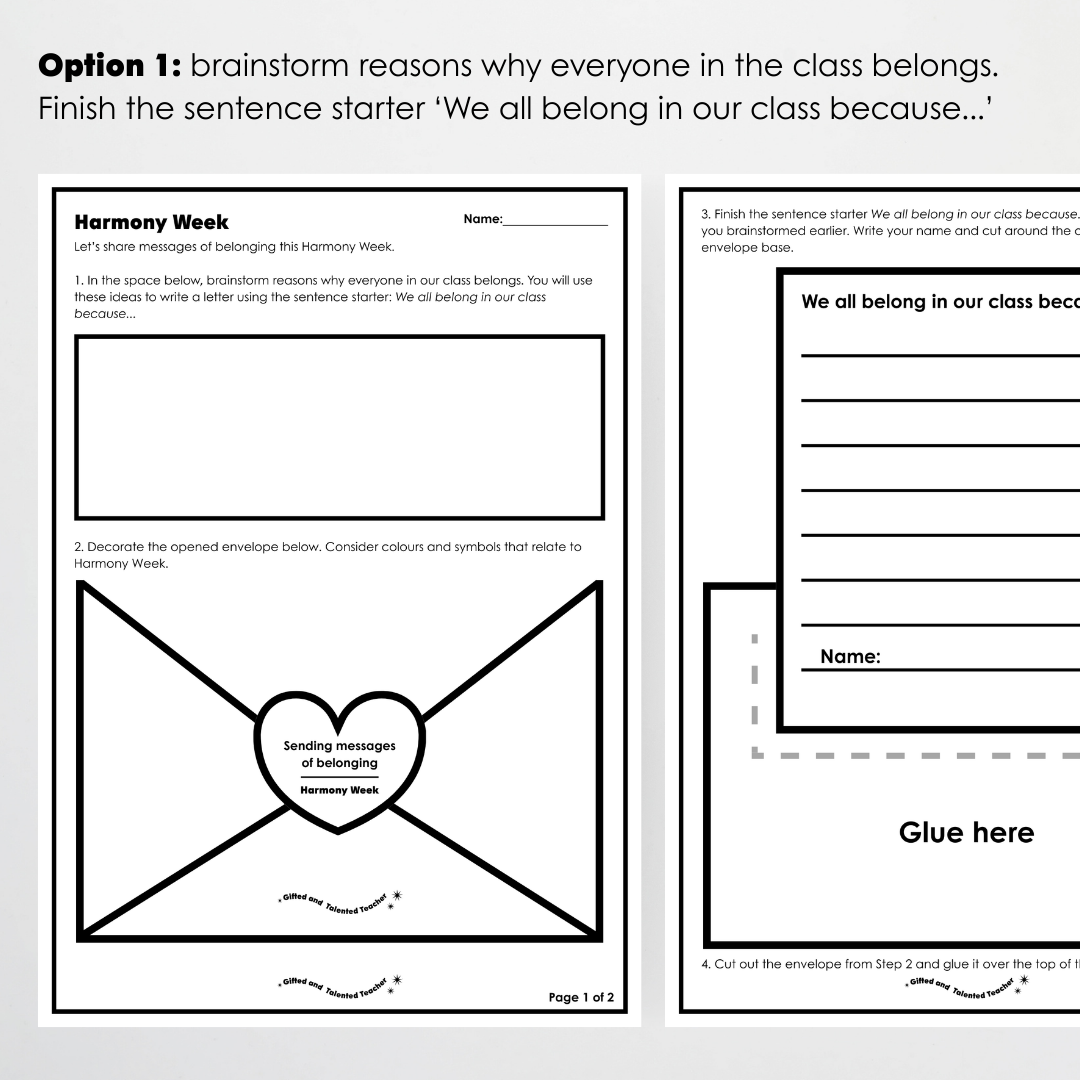 Harmony Day and Harmony Week: Letters and Messages of Belonging Classroom Activity - Teacher Resources & Classroom Decor