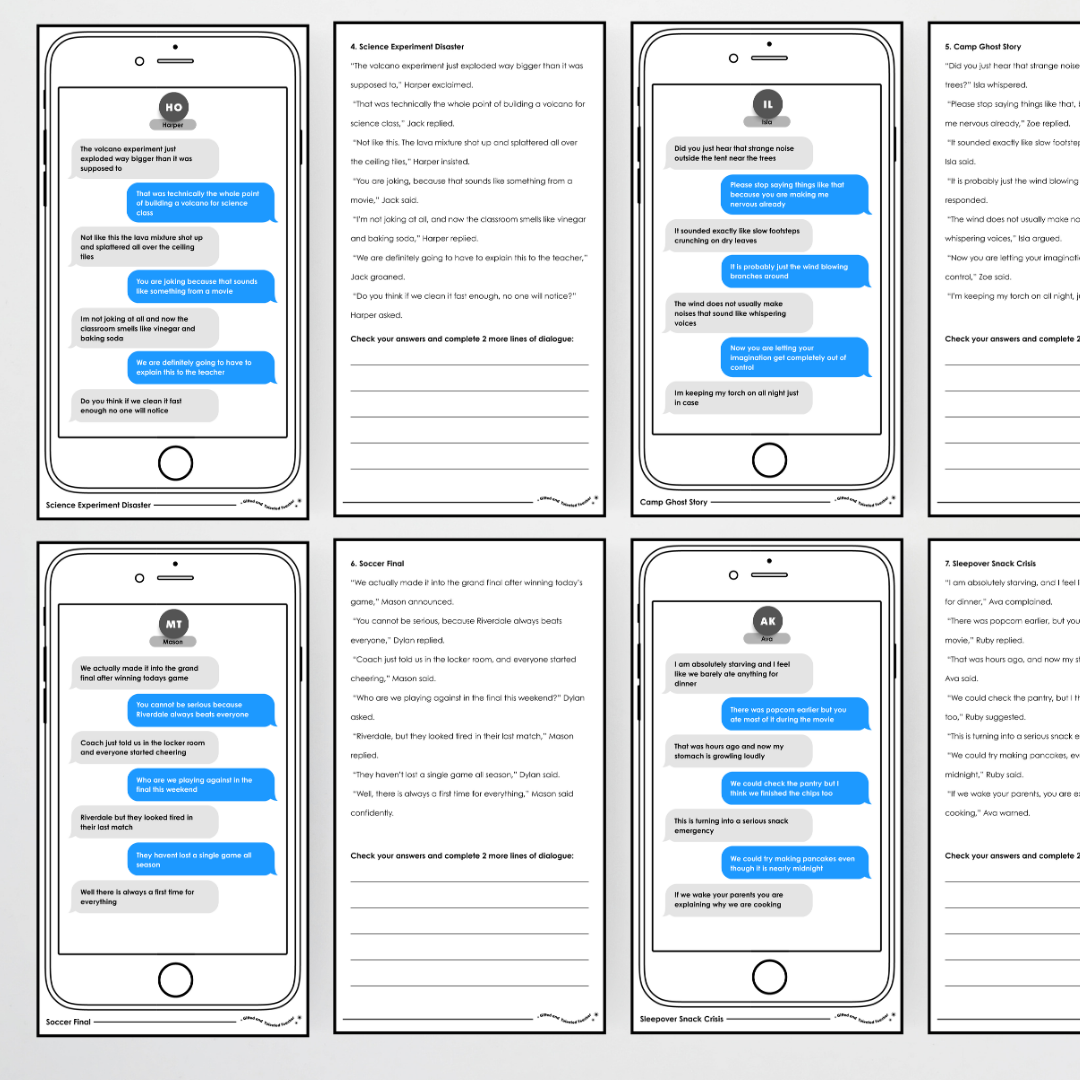 Dialogue in Action: Text Message Exchange Student Activity - Teacher Resources & Classroom Decor