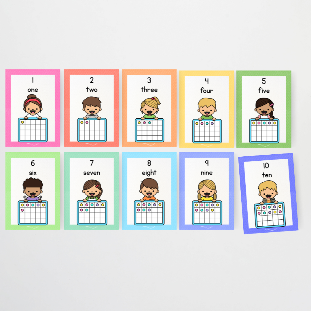 Ten Frames Posters - Place Value Posters: Numbers 0-20 Rainbow Classroom Decor