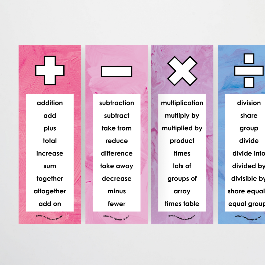 Mathematics Vocabulary Strips - Sea Life Classroom Decor