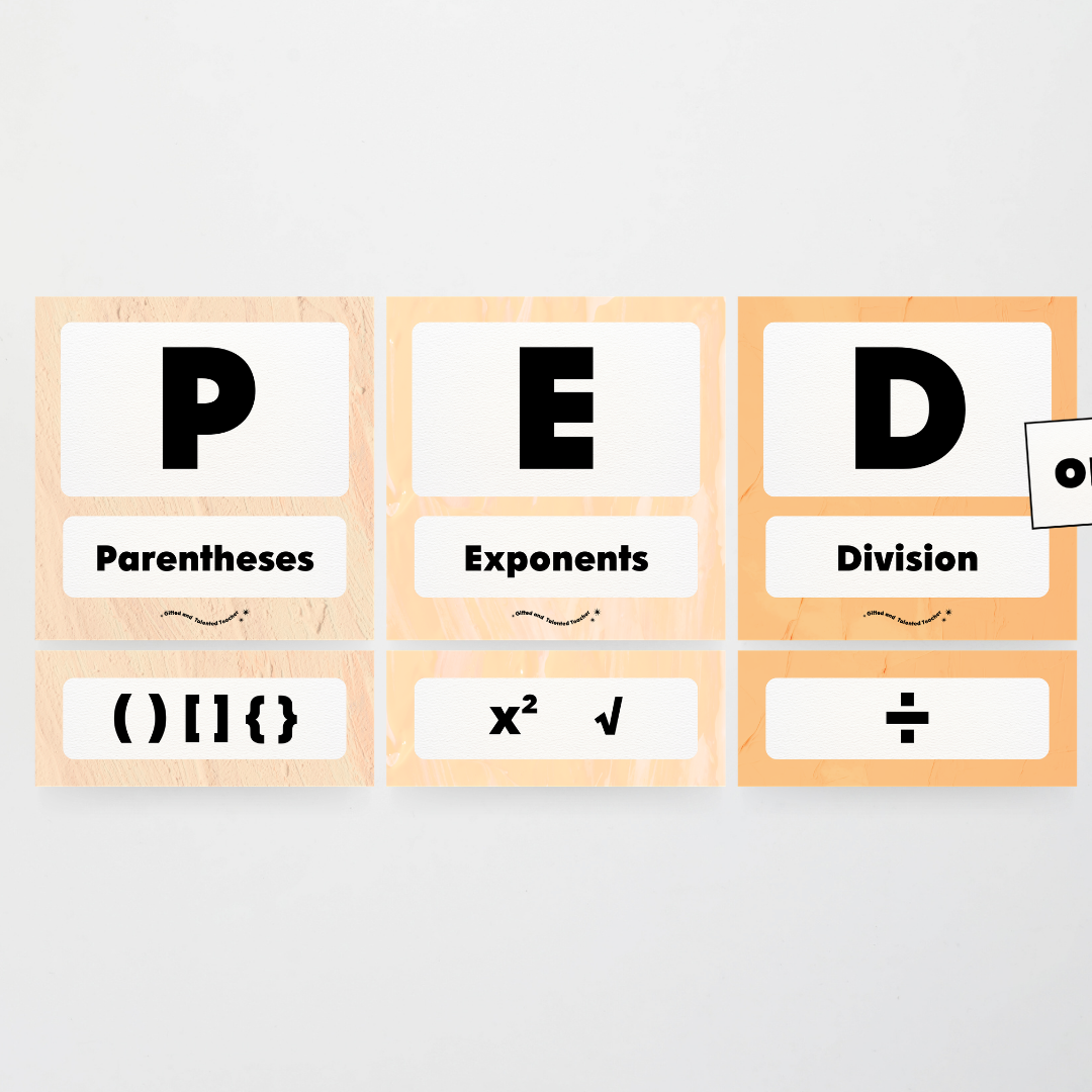 PEDMAS Order of Operations - Neutral Classroom Decor - Teacher Resources & Classroom Decor