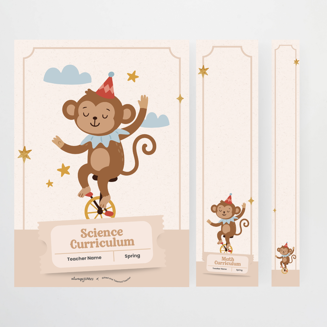 Binder Covers Circus Animals - Little Circus Classroom Decor