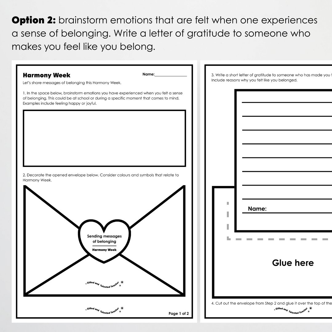 Harmony Day and Harmony Week: Letters and Messages of Belonging Classroom Activity - Teacher Resources & Classroom Decor