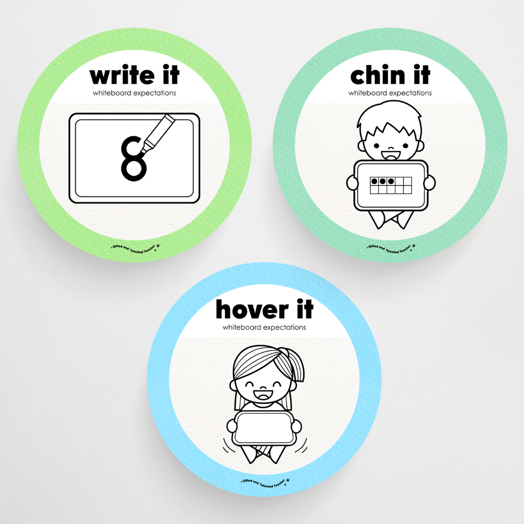 Mini Whiteboard Expectations, Prompts and Cues: Circle Icons - Rainbow Classroom Decor