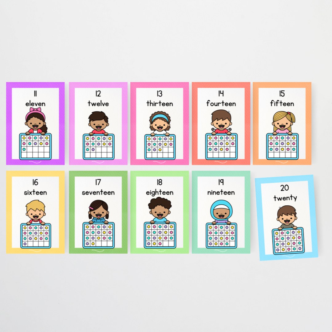 Ten Frames Posters - Place Value Posters: Numbers 0-20 Rainbow Classroom Decor