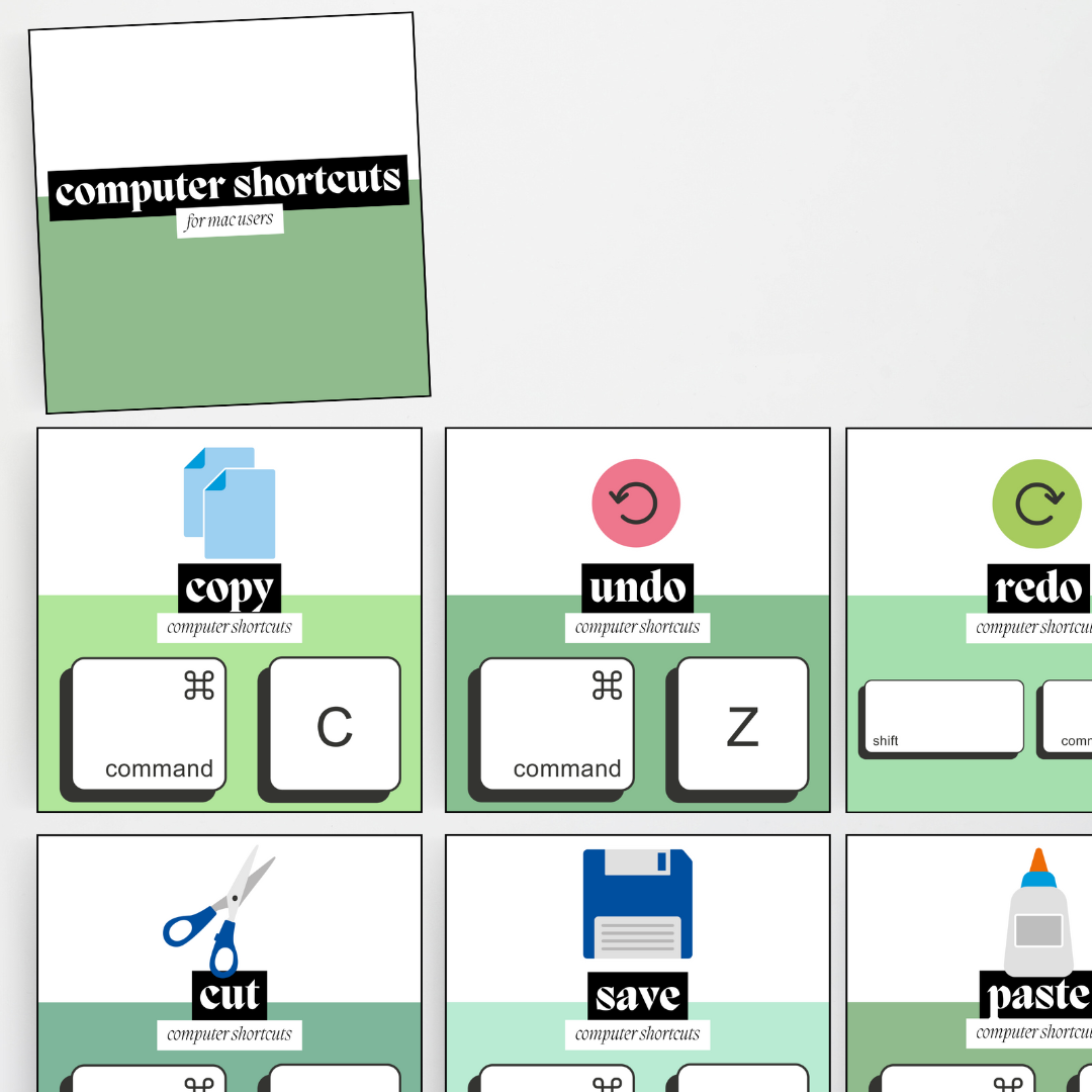 Computer Shortcuts (PC and Mac users) - Leafy Green