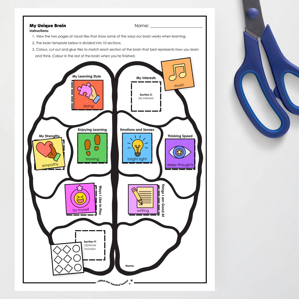 My Unique Brain Craft and Slides - Neurodiversity Teacher Resource