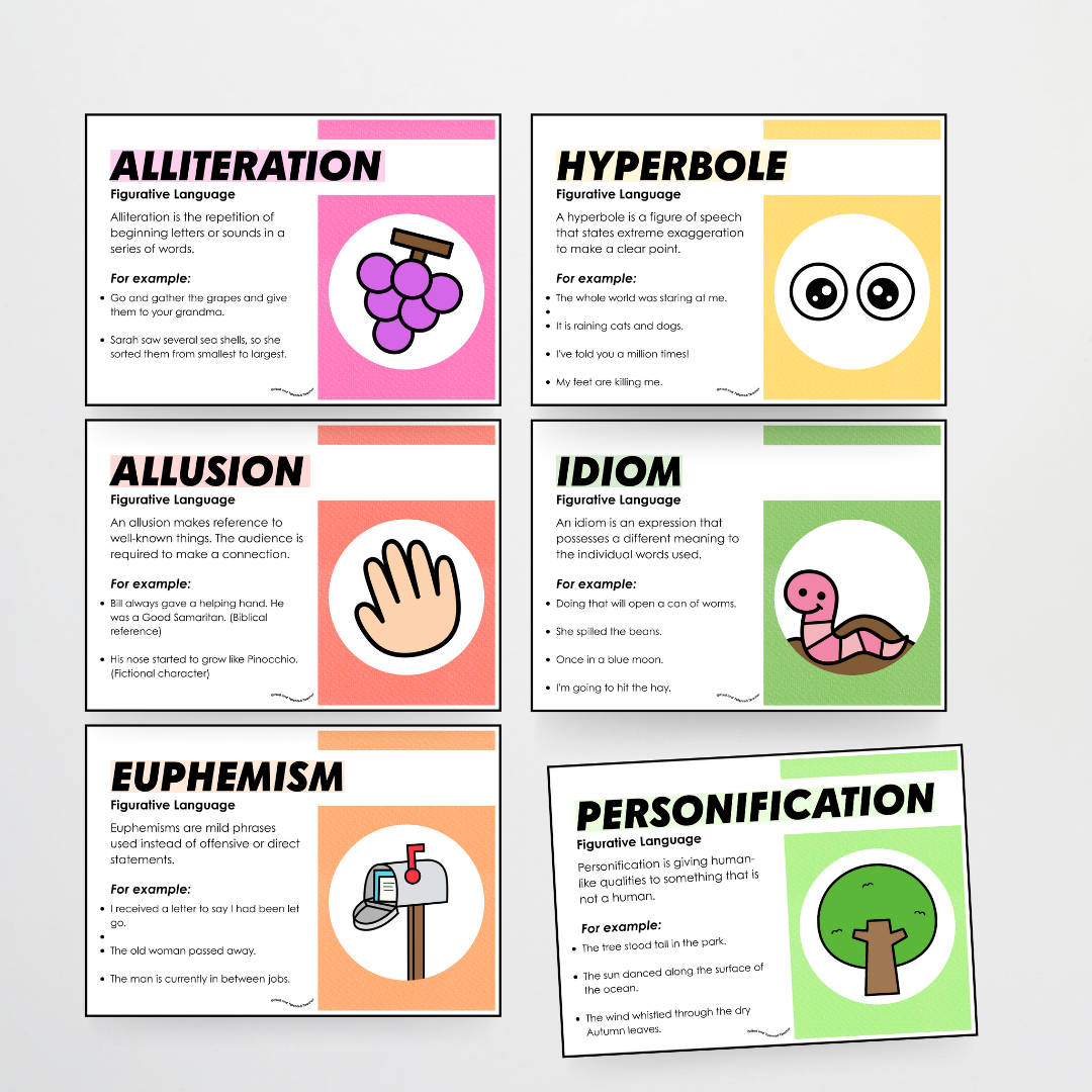 Figurative Language Classroom Posters - Rainbow Classroom Decor