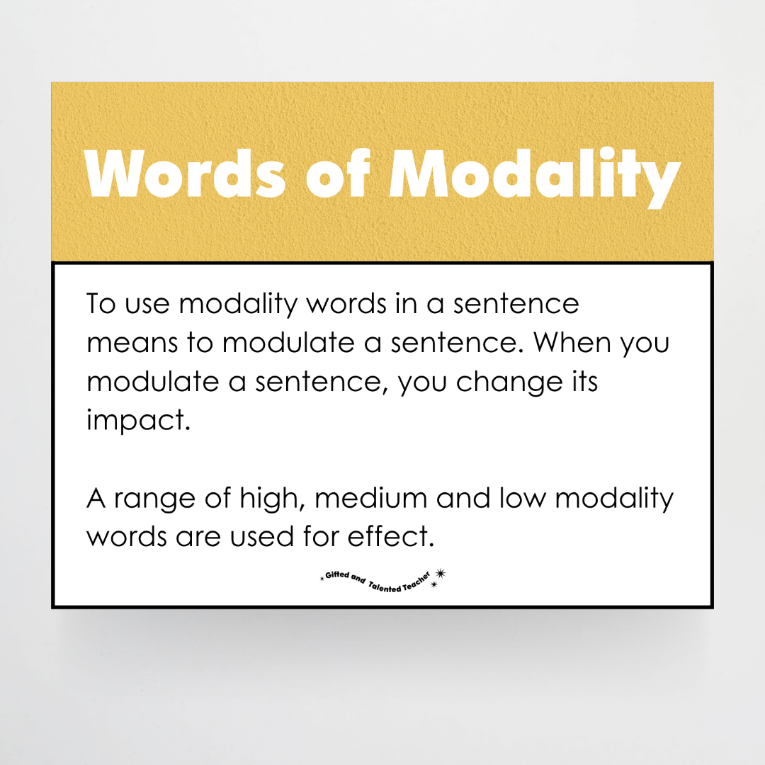 Words of Modality: High, Medium and Low Wall Display - North America Classroom Decor - Teacher Resources & Classroom Decor