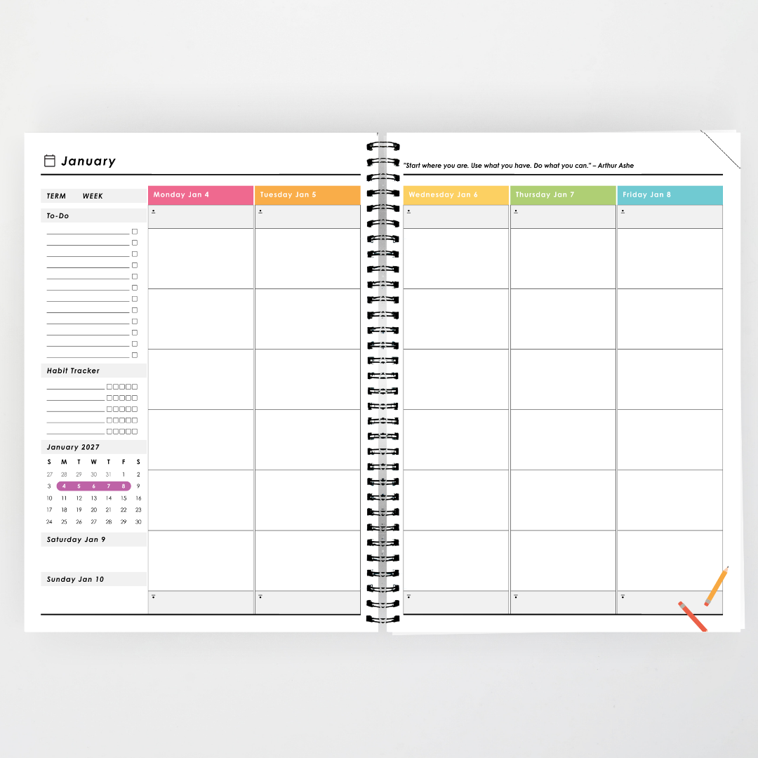 x Philip Bunting 2027 Weekly Teacher Planner: Robot - Back to School Classroom Decor