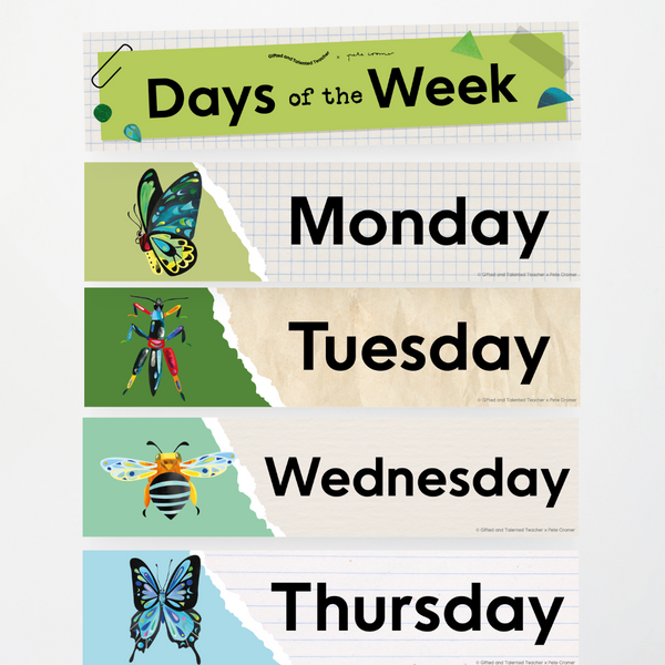 Pete Cromer: Days of the Week - Insect Life Classroom Decor | Gifted ...
