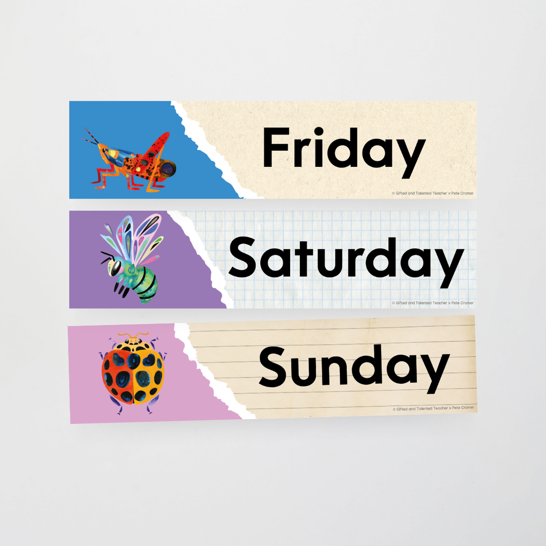 Pete Cromer: Days of the Week - Insect Life Classroom Decor