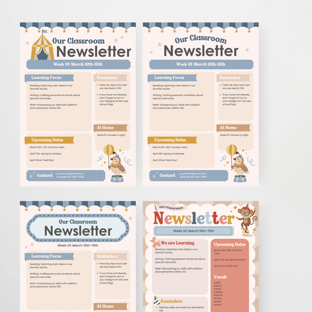 Classroom Newsletter - Little Circus Classroom Decor