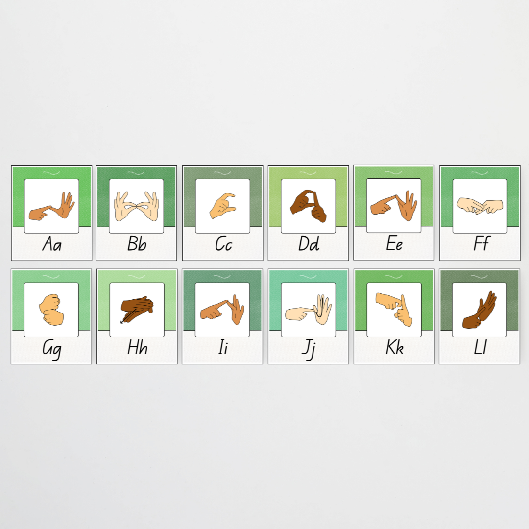 Auslan Alphabet Posters - Leafy Greens Classroom Decor