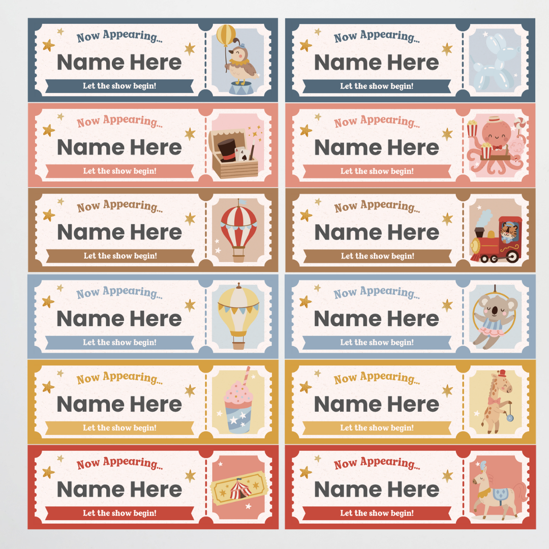 Tote Tray Tub Labels - Little Circus Classroom Decor