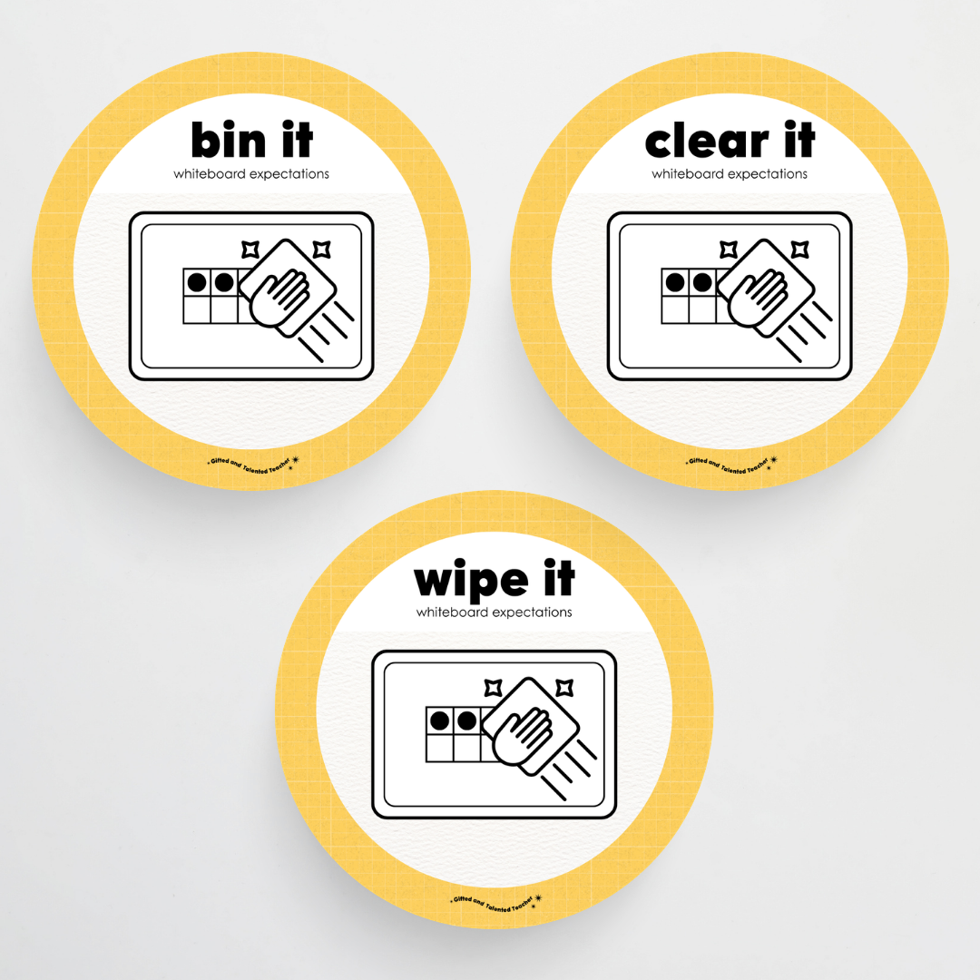 Mini Whiteboard Expectations, Prompts and Cues: Circle Icons - Back To School Classroom Decor