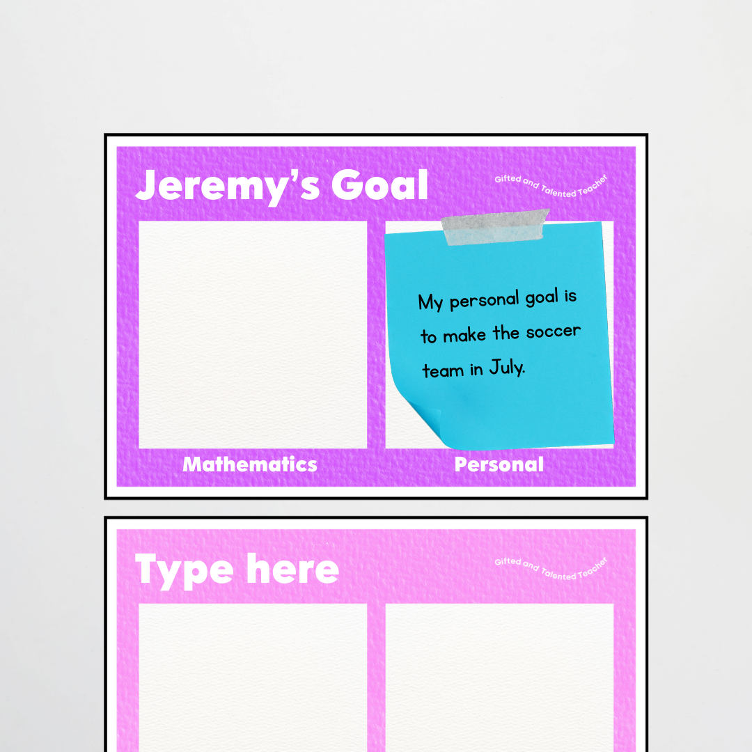 Goal Setting Template: 2 Goals - Radiant Rainbow Classroom Decor