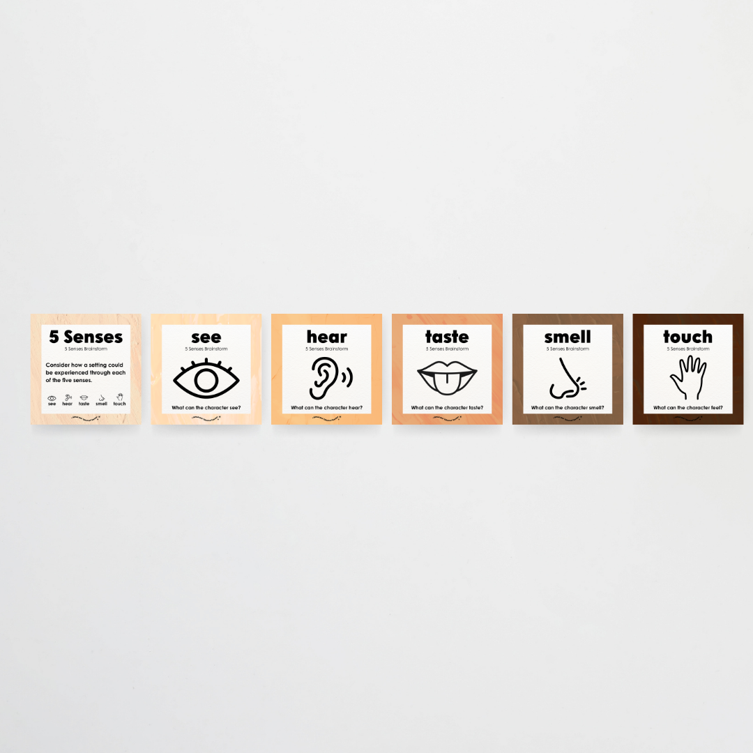 5 Senses Brainstorm: Posters - Neutral Classroom Decor