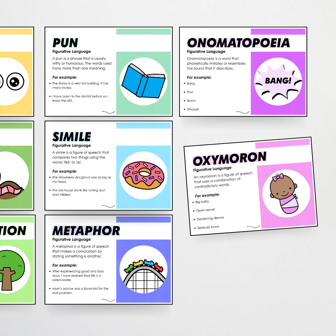 Figurative Language Classroom Posters - Rainbow Classroom Decor